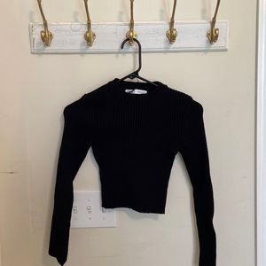 Zara Medium Black Ribbed Cropped Sweater